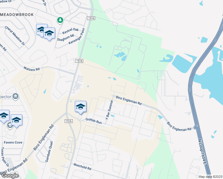 map of restaurants, bars, coffee shops, grocery stores, and more near 9012 Sumners Wise in Converse