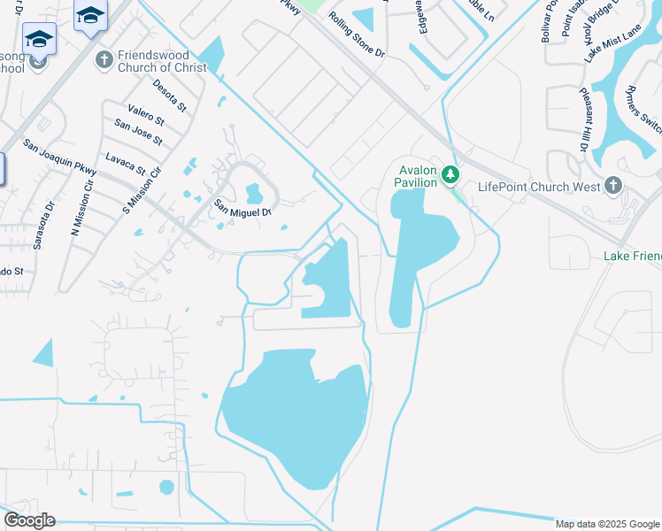 map of restaurants, bars, coffee shops, grocery stores, and more near 2291 Lakeway Drive in Friendswood