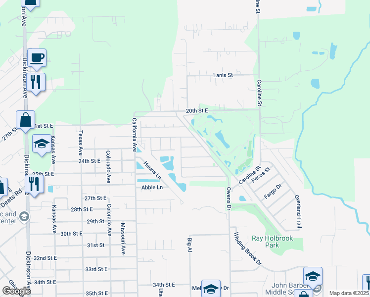 map of restaurants, bars, coffee shops, grocery stores, and more near 2121 Tulum Calle in Dickinson