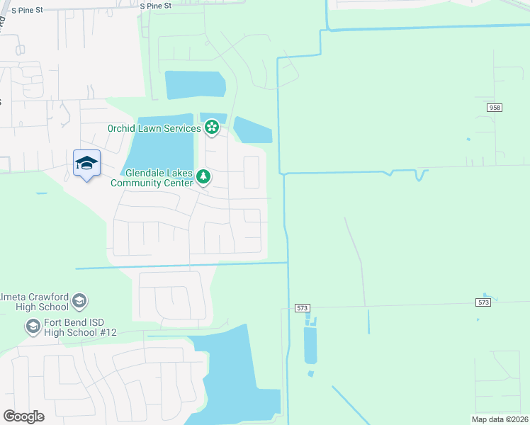 map of restaurants, bars, coffee shops, grocery stores, and more near Alloy Road in Rosharon