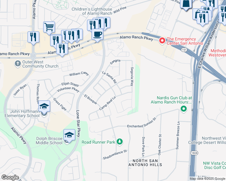 map of restaurants, bars, coffee shops, grocery stores, and more near 4707 Palma Nova Street in San Antonio