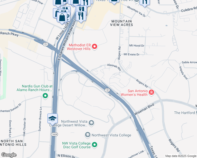 map of restaurants, bars, coffee shops, grocery stores, and more near in San Antonio