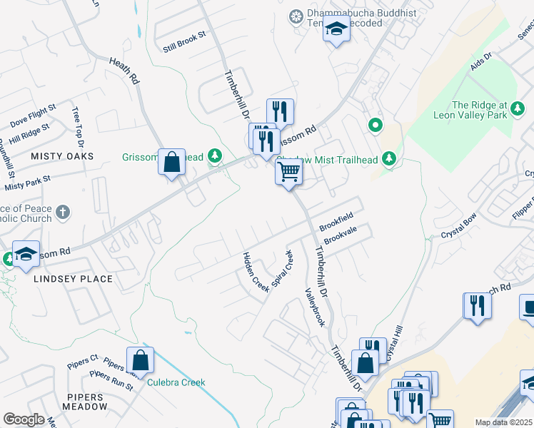 map of restaurants, bars, coffee shops, grocery stores, and more near 4807 Crystal Creek in San Antonio