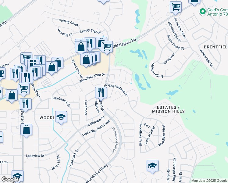 map of restaurants, bars, coffee shops, grocery stores, and more near 7306 Adaja River in San Antonio