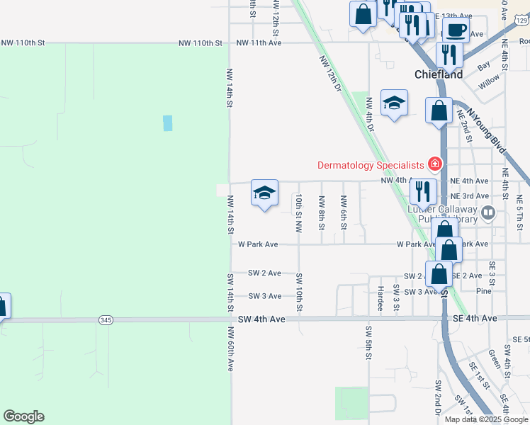 map of restaurants, bars, coffee shops, grocery stores, and more near 1205 West Walnut in Chiefland