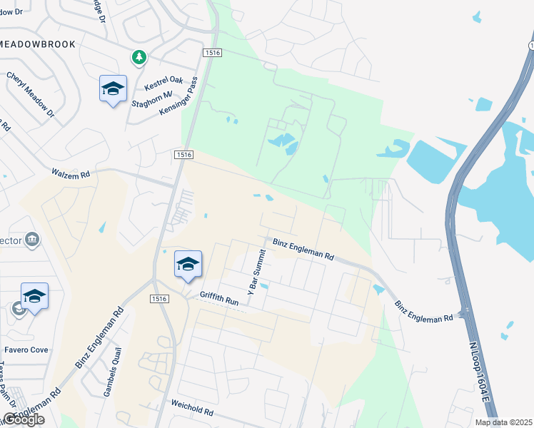 map of restaurants, bars, coffee shops, grocery stores, and more near 5890 Fm 1516 North in Converse