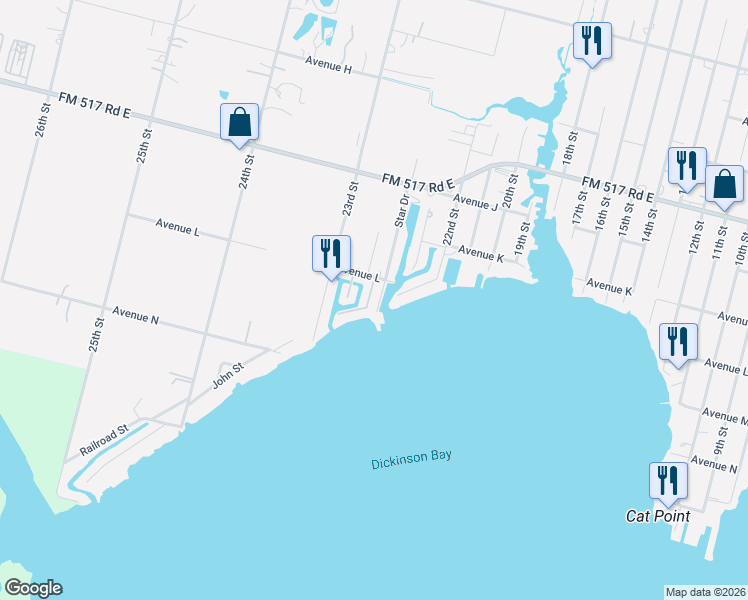 map of restaurants, bars, coffee shops, grocery stores, and more near 1206 Edwards Drive in San Leon