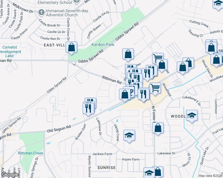 map of restaurants, bars, coffee shops, grocery stores, and more near 5922 Arcturus in San Antonio