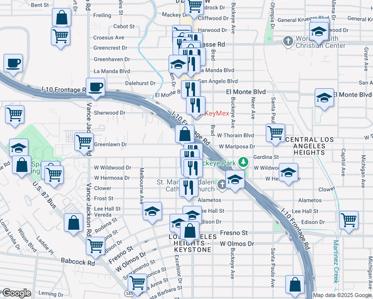 map of restaurants, bars, coffee shops, grocery stores, and more near 2111 West Avenue in San Antonio