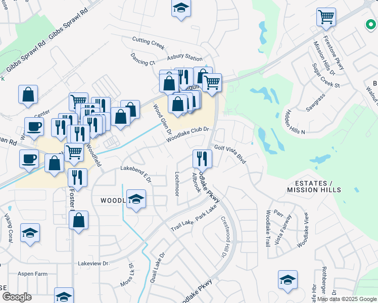 map of restaurants, bars, coffee shops, grocery stores, and more near 7010 Donovan Way in San Antonio