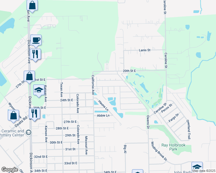 map of restaurants, bars, coffee shops, grocery stores, and more near 2120 Saint Lucia Calle in Dickinson