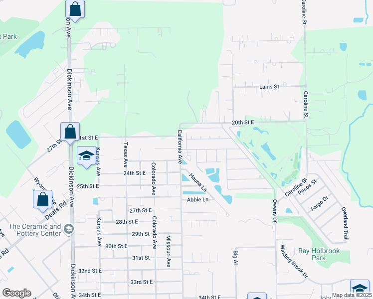 map of restaurants, bars, coffee shops, grocery stores, and more near 5001 Akumal Calle in Dickinson