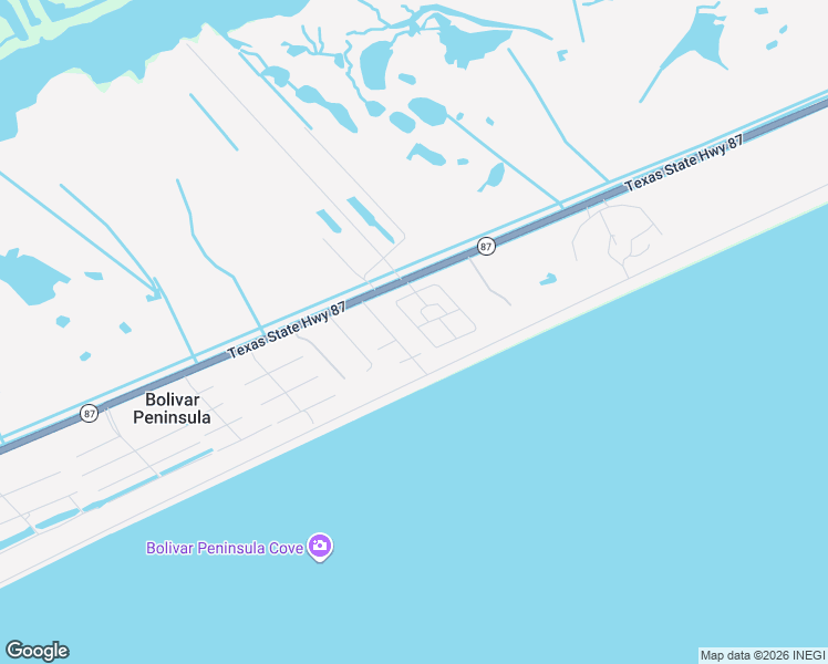 map of restaurants, bars, coffee shops, grocery stores, and more near 965 Marlin Drive in Bolivar Peninsula