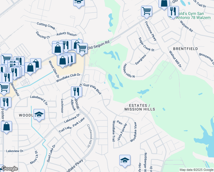 map of restaurants, bars, coffee shops, grocery stores, and more near 7418 Adaja River in San Antonio