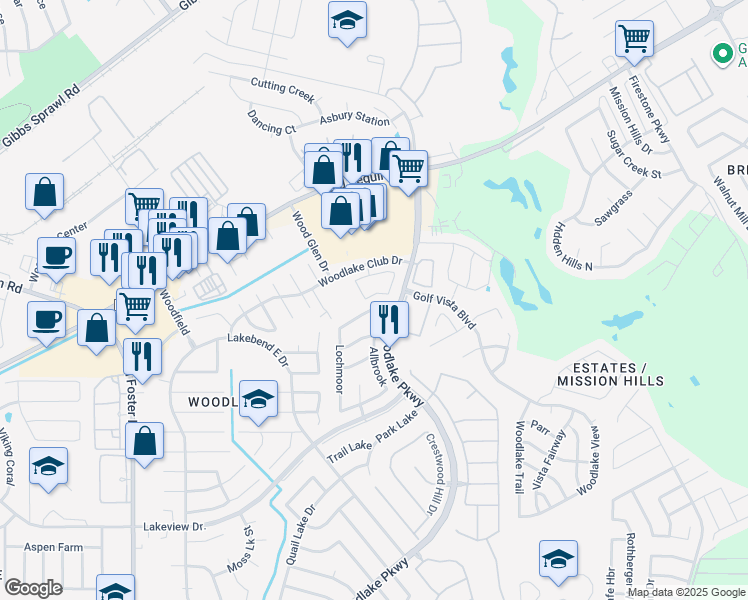 map of restaurants, bars, coffee shops, grocery stores, and more near 7010 Donovan Way in San Antonio