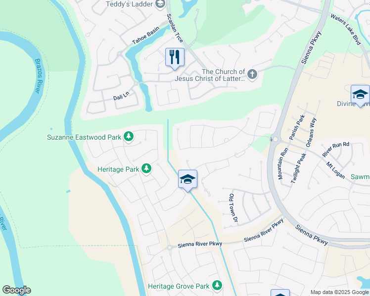 map of restaurants, bars, coffee shops, grocery stores, and more near 9210 San Marco Drive in Sienna