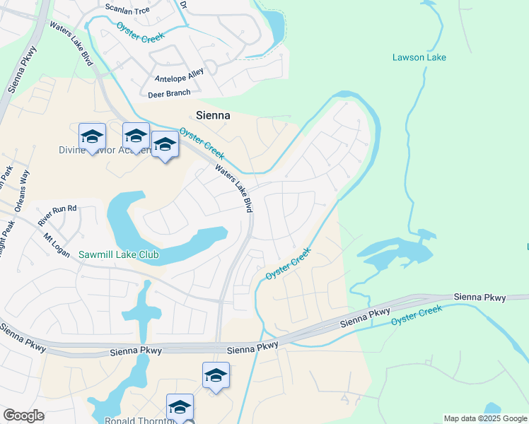 map of restaurants, bars, coffee shops, grocery stores, and more near 2407 Jasper Point in Sienna Plantation
