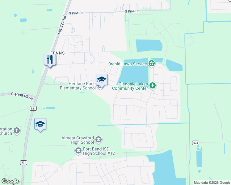 map of restaurants, bars, coffee shops, grocery stores, and more near 7014 Victorville Dr in Rosharon