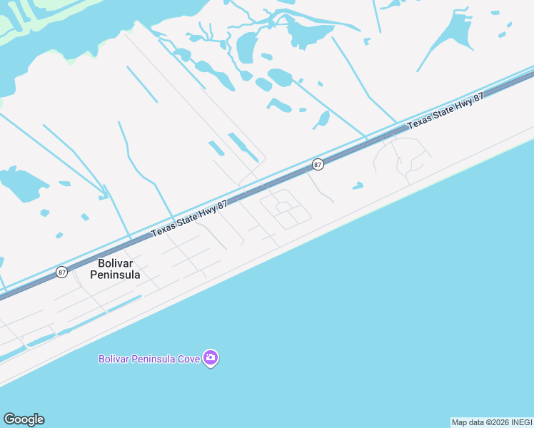 map of restaurants, bars, coffee shops, grocery stores, and more near 965 Marlin Drive in Bolivar Peninsula