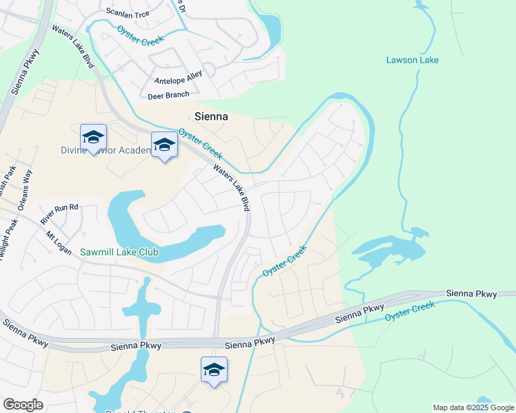 map of restaurants, bars, coffee shops, grocery stores, and more near 2407 Jasper Point in Sienna Plantation
