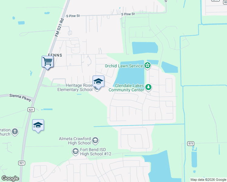 map of restaurants, bars, coffee shops, grocery stores, and more near 7014 Victorville Dr in Rosharon