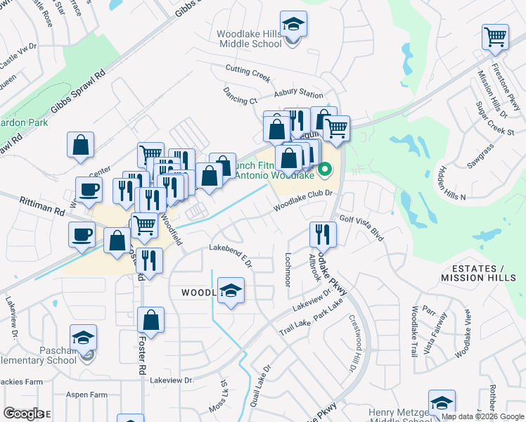 map of restaurants, bars, coffee shops, grocery stores, and more near 5810 Deer Lake Drive in San Antonio