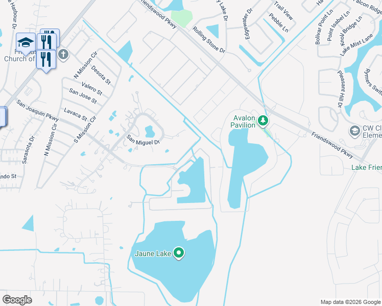 map of restaurants, bars, coffee shops, grocery stores, and more near 2208 Lakeway Drive in Friendswood