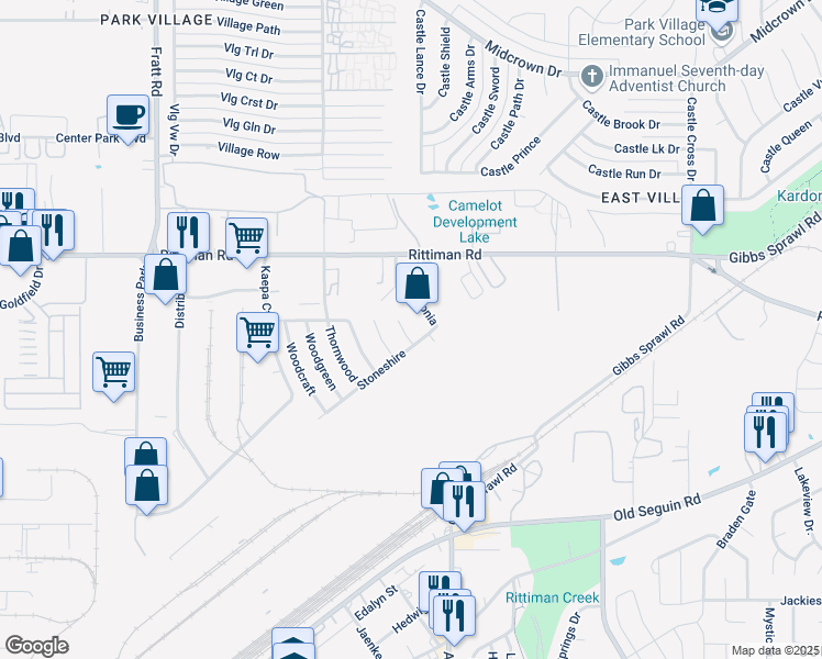map of restaurants, bars, coffee shops, grocery stores, and more near 5807 Woodhollow in San Antonio