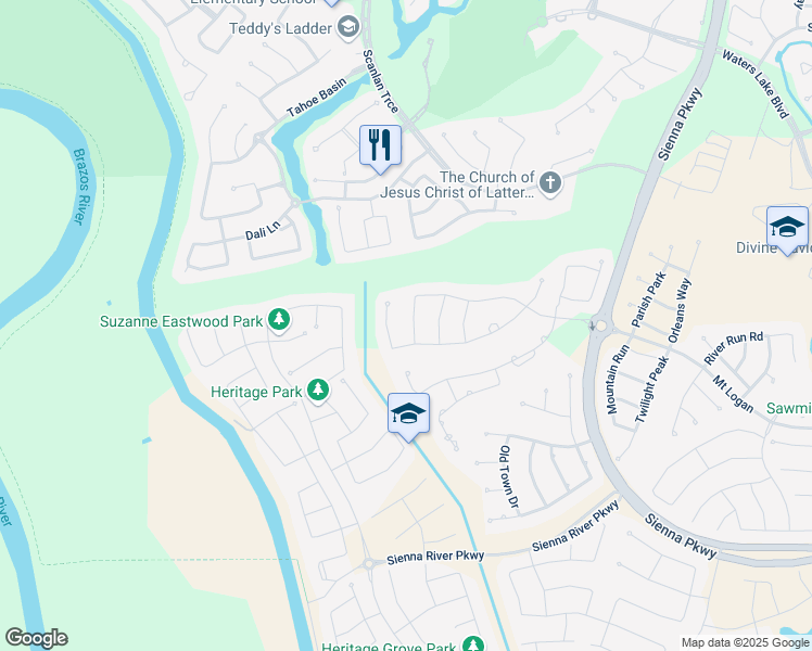 map of restaurants, bars, coffee shops, grocery stores, and more near 9210 San Marco Drive in Sienna Plantation