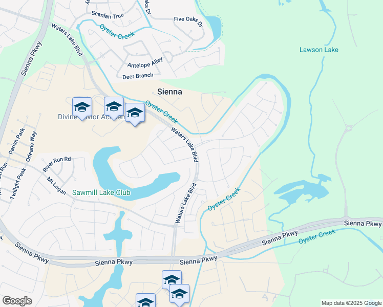 map of restaurants, bars, coffee shops, grocery stores, and more near 10618 Fountain Court in Missouri City