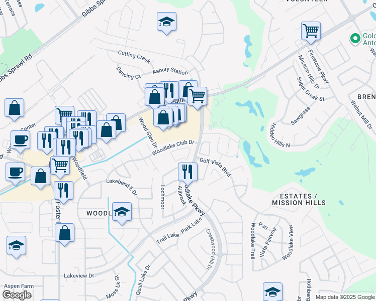 map of restaurants, bars, coffee shops, grocery stores, and more near 7010 Donovan Way in San Antonio