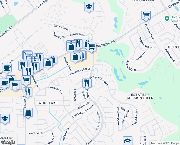 map of restaurants, bars, coffee shops, grocery stores, and more near 6018 Jax Way in San Antonio