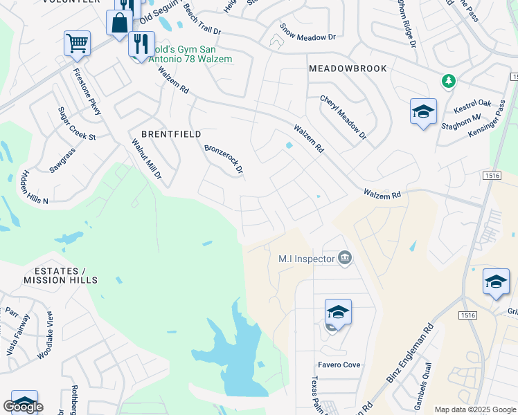 map of restaurants, bars, coffee shops, grocery stores, and more near 8031 Soothing Creek in San Antonio