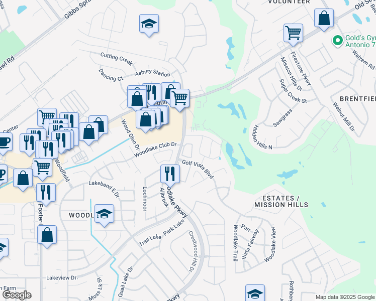 map of restaurants, bars, coffee shops, grocery stores, and more near 7202 Avila Vista in San Antonio