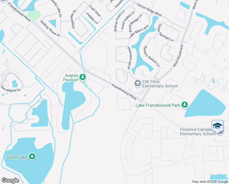 map of restaurants, bars, coffee shops, grocery stores, and more near 1606 Longwood Glen Lane in Friendswood