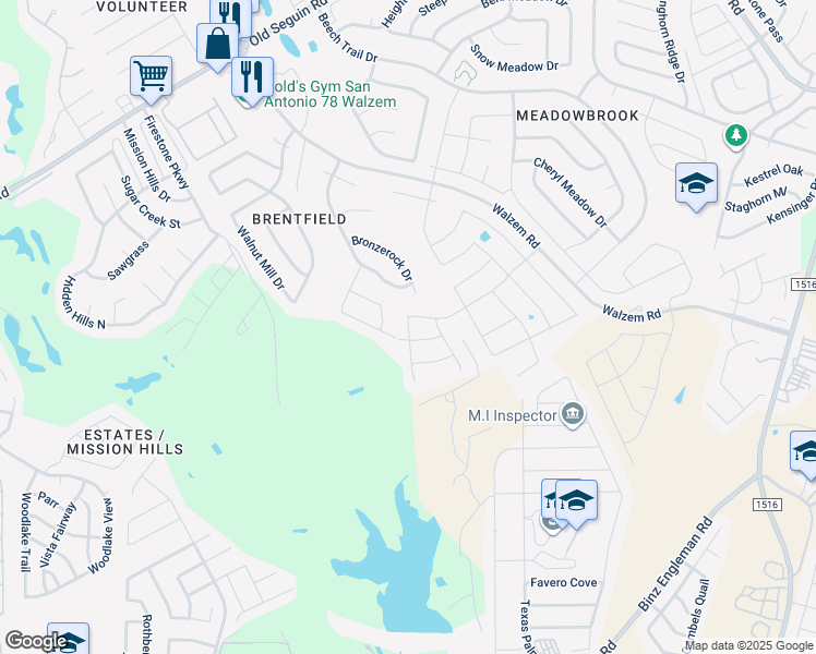 map of restaurants, bars, coffee shops, grocery stores, and more near 5611 Soothing Water in San Antonio