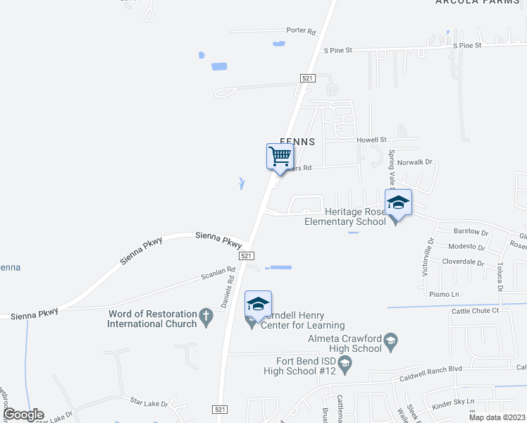 map of restaurants, bars, coffee shops, grocery stores, and more near 6922 Sunnyvale Lane in Arcola
