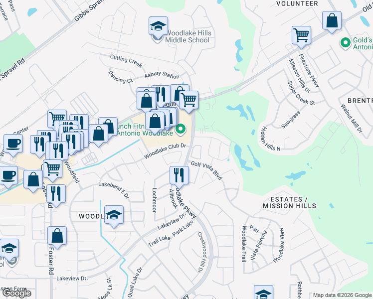 map of restaurants, bars, coffee shops, grocery stores, and more near 7202 Avila Vista in San Antonio