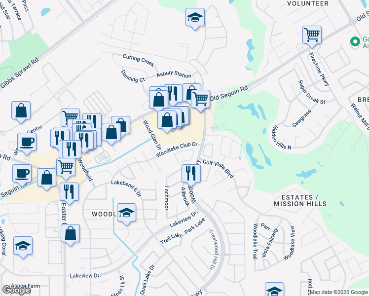 map of restaurants, bars, coffee shops, grocery stores, and more near 7105 Micayla Cove in San Antonio