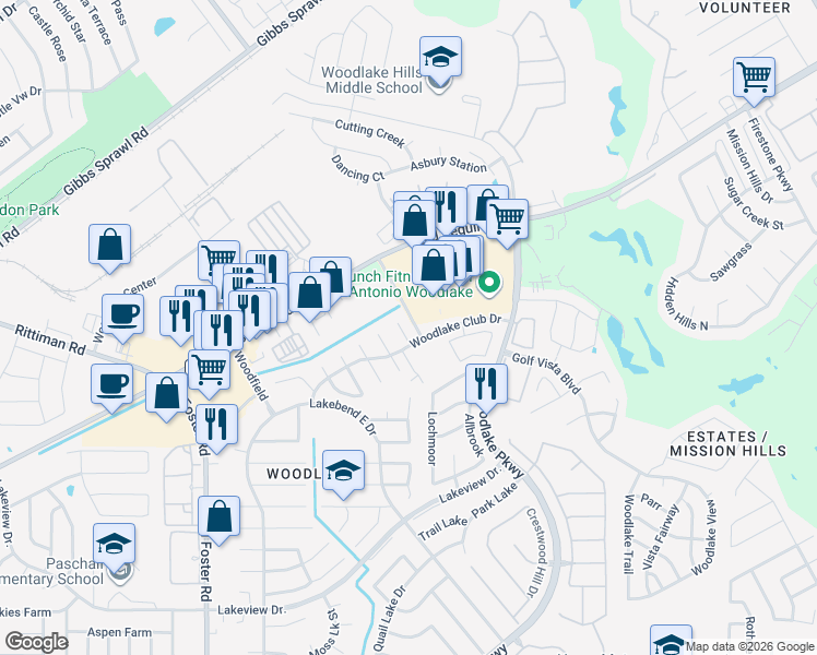 map of restaurants, bars, coffee shops, grocery stores, and more near 5923 Duck Lake in San Antonio