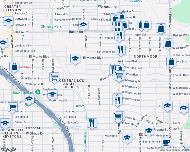 map of restaurants, bars, coffee shops, grocery stores, and more near 1111 West Hermine Boulevard in San Antonio