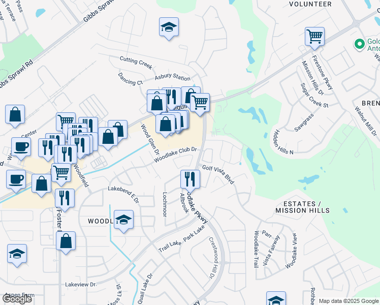map of restaurants, bars, coffee shops, grocery stores, and more near 7105 Micayla Cove in San Antonio