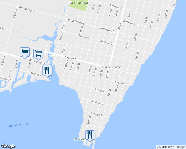 map of restaurants, bars, coffee shops, grocery stores, and more near 950 11th Street in Dickinson