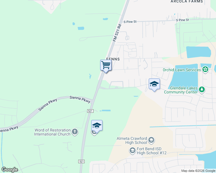 map of restaurants, bars, coffee shops, grocery stores, and more near 6922 Sunnyvale Lane in Arcola