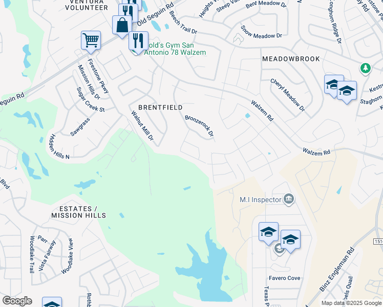 map of restaurants, bars, coffee shops, grocery stores, and more near 5722 Bypass Trail in San Antonio