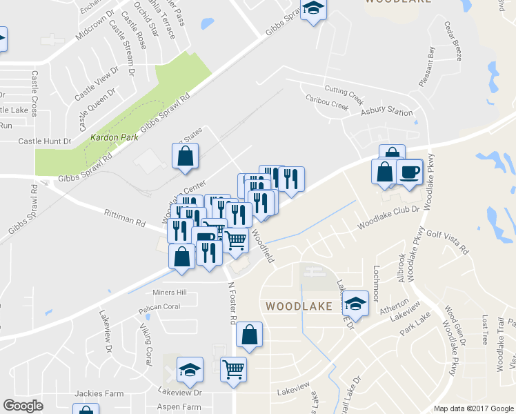 map of restaurants, bars, coffee shops, grocery stores, and more near 6635 Seguin Road in San Antonio