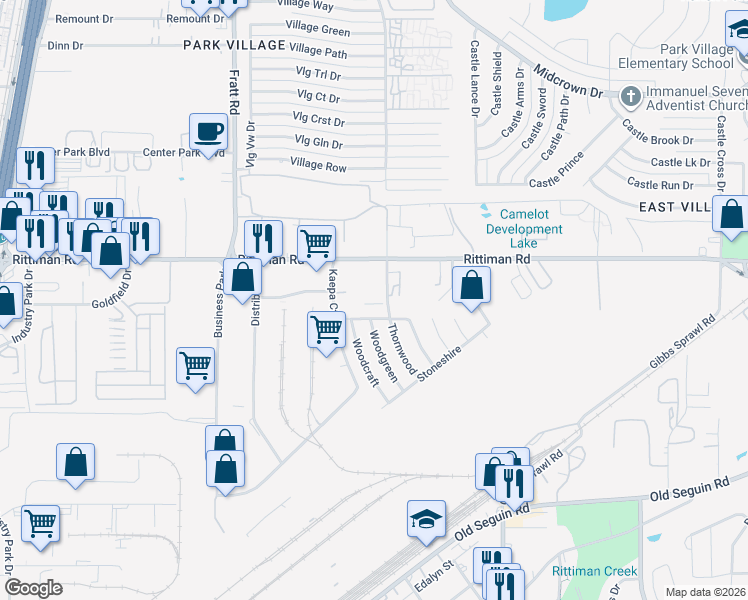 map of restaurants, bars, coffee shops, grocery stores, and more near 6014 Thornwood in San Antonio
