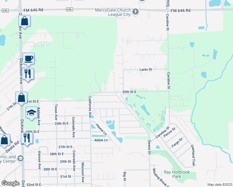 map of restaurants, bars, coffee shops, grocery stores, and more near 5017 20th Street East in Dickinson
