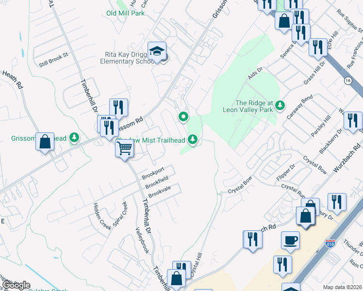 map of restaurants, bars, coffee shops, grocery stores, and more near 6417 Von Rosk in San Antonio