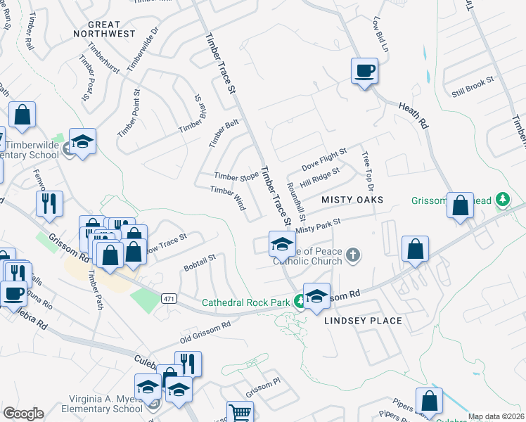 map of restaurants, bars, coffee shops, grocery stores, and more near 8111 Timber Grove in San Antonio